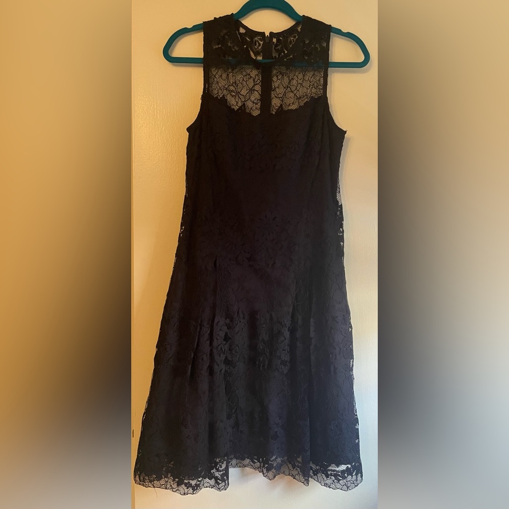 Lauren by Ralph Lauren Navy Lace Fit and Flare Cocktail Dress